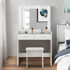 White Dressing Table Mirrored LED Light with Drawer& Stool MDF Bedroom Room
