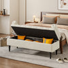 126CM Beige Linen Button Chesterfield Ottoman Storage Bench Bed End Window Seat
