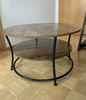 Round Industrial Coffee Table Rustic Metal Furniture Vintage Side Storage Shelf