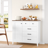 Sideboard Cabinet 5 Drawer Door Kitchen Storage Buffet Unit White Brown Worktop