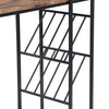 Industrial Breakfast Bar Table and 2 Stools Dining Set W/ Wine Rack Side Storage