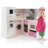 Kids Corner Kitchen Playset Pretend Wooden Play Kitchen Toy W/ Apron Chef Hat