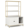 Indoor Tall Pet Cabinet Corner Shelf Cat Litter Box-White