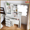 White Dressing Table Mirror with Lights Stool Makeup Vanity Set Desk + 6 Drawers
