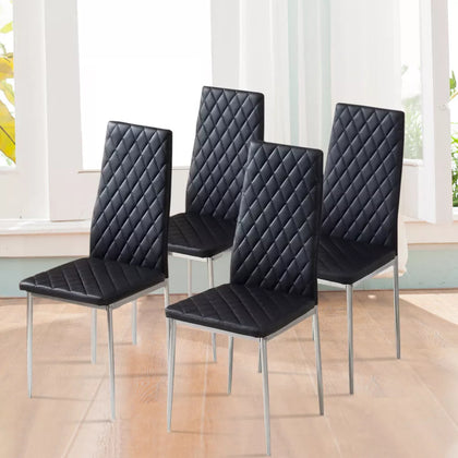 2/4pcs Modern Dining Chairs Faux Leather Padded Kitchen Dinner Seat Black/Grey