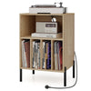 Record Player Stand Turntable Stand Vinyl Record Holder w/Charging Station
