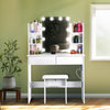 Dressing Table Set with LED Lights Vanity Makeup Desk Table with 2 Drawers UK