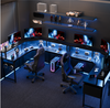 Flamaker L Shaped Gaming Desk with LED & Power Strip 150x150cm Computer Table