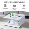 White High Gloss Coffee Table With Glass Shelf Living Room End of Sofa Table