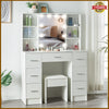 Dressing Table Makeup Vanity Desk Bedroom w/ Drawer&Mirror&Stool&10 LED Lights