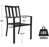 PHI VILLA Set of 4 Garden Dining Chair Set Outdoor w/ High Back Armrest Black
