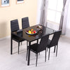 3 sizes Black Glass Dining Table and 4/ 6 Faux Leather Chairs Set Home Furniture