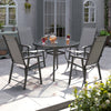 5Pcs Garden Round Dining Table & Chairs Set Metal Frame Outdoor Bistro Furniture