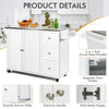 113x46CM Rolling Kitchen Island Cart Utility Storage Cart w/5 Wheels White