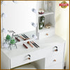 Dressing Table Mirror with 10LED Lights Stool Makeup Vanity Set Desk + 6 Drawers
