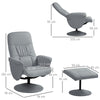 Swivel Recliner with Ottoman PU Leather Reclining Chair and Footrest Light Grey