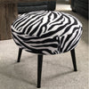 Handmade Zebra Fabric Round Pouffe Footstool with Black Metal Legs Boho stool
