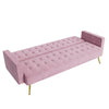 Modern Luxury Velvet Sofa Bed Pink 3 Seater Nonwoven Contrast Gold Metal Legs
