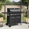 Gas BBQ Grill with 7 Burners Barbecue Black Powder-coated Steel