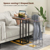 Heavy-duty Metal Frame End Table C-Shaped Side Table w/ Adjustable Feet