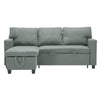 Linen Fabric 3 Seater Pull-Out Reversible Chaise Corner Sofa Bed Couch Storage