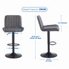 Round Black MDF Silver Base Bar Table & 2x Grey PU Leather Bar Stools Black Base
