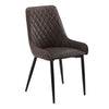 2x Brown Dining Chairs Faux Leather High Back Diamond Design Chairs Modern