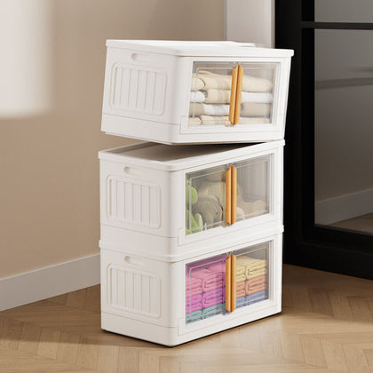 Large Size 3pcs Foldable Storage Stackable Box Home Clothes Organizer Cabinet