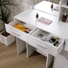 White Dressing Table Set with LED Lights 5 Drawers Mirror Bedroom Makeup Storage