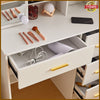 White Modern Dressing Table with LED Lights Mirror Vanity Make up Desk 4 Drawers
