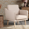 Beige Armchair with Rubber Wood Legs Upholstered Accent Chair Single Sofa Lounge