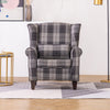 Wingback Armchair Tartan Fabric Single Sofa Lounge Seat Queen Anne Accent Chair