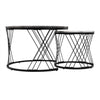 Round Coffee Table Set of 2 for Living Room White & Grey Stacking Nesting Table