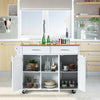 Kitchen Island Kitchen Trolley Cart with Knife Block-White