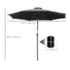 3(m) Patio Umbrella Outdoor Sunshade Canopy with Tilt & Crank Black UK