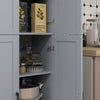 170cm Freestanding Kitchen Cupboard 4-Door Storage Cabinet w/ 6 Shelves, Grey