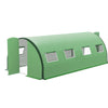 6 x 3(m) Upgraded Polytunnel Greenhouse with 2 Hinged Doors & 8 Windows, Green