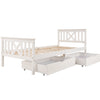3ft Wooden Single Bed Frame White Solid Wood Bed w/Storage Drawers Bed Furniture
