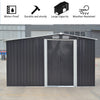 8X8FT Garden Log Storage Shed Galvanised Steel Grey Outdoor Firewood Store House