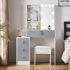 White Large Dressing Table Set with LED Lighted Mirror Vanity Makeup Desk,Stool
