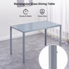 Grey Marble Tempered Glass Dining Table & 4x Grey Faux Leather Dining Chairs Set