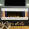 Electric Wall Mounted Fire Large LED Fireplace White Suite Modern Heater 7 Flame