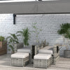 Recliner Rattan Sun Lounger w/ Storage Tea Table & Footstools, Grey