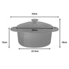 ProChef 26 cm Enameled Cast Iron Casserole Dish with Lid Round Slow Cooking Pot