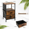 End Table Nightstand with Charging Station Industrial Bedside Table W/ 2 Drawers