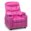 Larger Kids Recliner Chair Adjustable Velvet Fabric Lounge Sofa Recliner-Pink