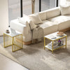 Modern Coffee Table Set of 2, Nesting Tables Side End Tables with Marble-Effect