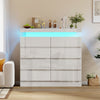 High Gloss Chest of 8 Drawers White with RGB LED Lights Bedroom Bedside Cabinet