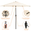 2.7M Round Garden Parasol Sun Shade Patio Hanging Umbrella with Crank Tilt Base