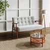 Modern Grey 2 Seater Sofa Armchair Small Loveseat Couch Settee Walnut Wood Frame